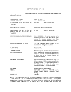 1.2 Certificado de Inscripción en el Registro de Valores de la CMF de la Línea N° 1110