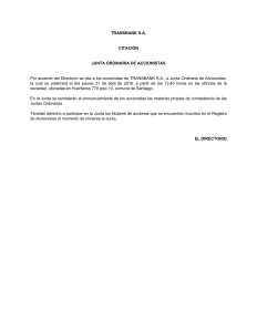Citación a Junta Ordinaria de Accionistas 21 de abril de 2016