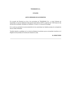 Citación a Junta Ordinaria de Accionistas 25 de abril de 2019
